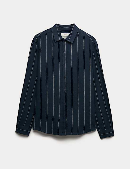 Regular Fit Pure Linen Striped Shirt