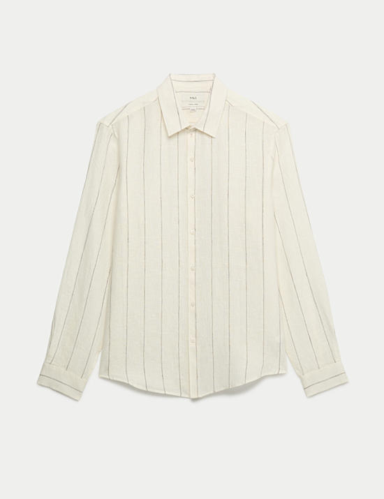 Regular Fit Pure Linen Striped Shirt