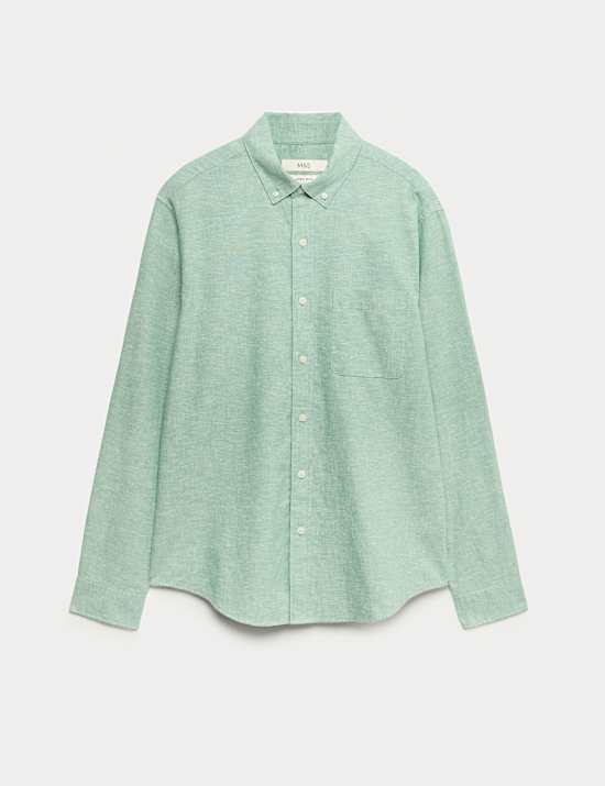 Regular Fit Cotton Linen Blend Shirt