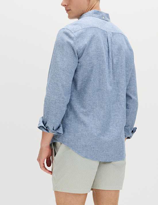 Regular Fit Cotton Linen Blend Shirt