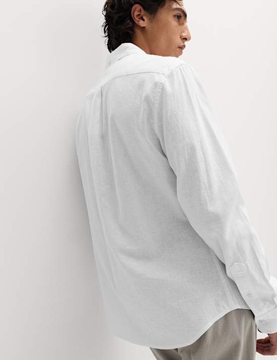 Hemd aus Baumwoll-Leinenmischgewebe in normaler Passform