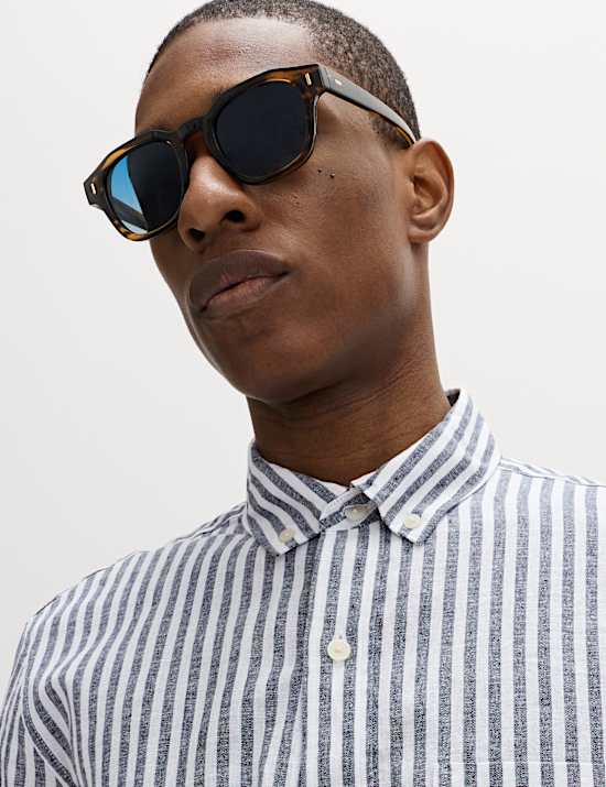 Pruhovan&aacute; ko&scaron;ile ze směsi lnu a bavlny