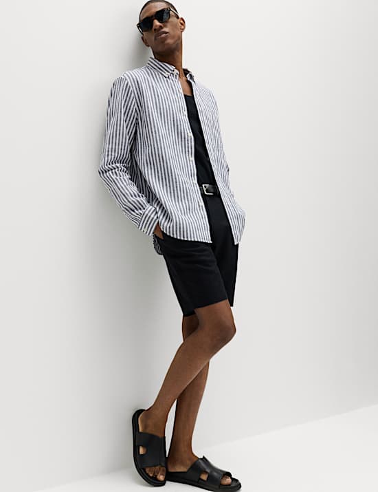 Pruhovan&aacute; ko&scaron;ile ze směsi lnu a bavlny