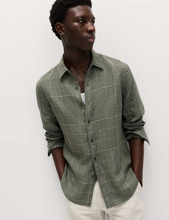 Pure Linen Check Shirt