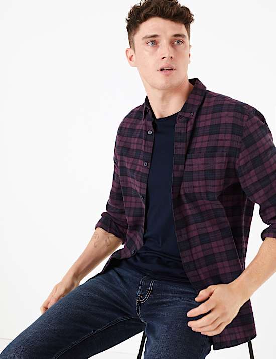 Brushed Cotton Check Flannel Shirt
