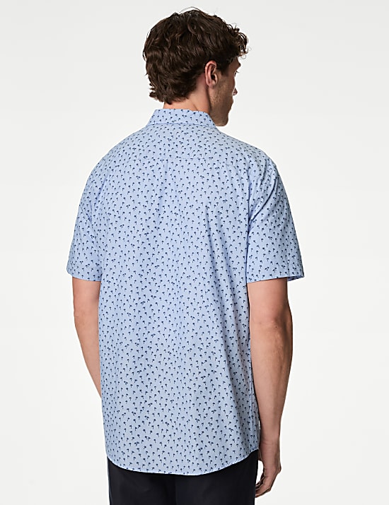 Easy Iron Pure Cotton Geometric Print Shirt