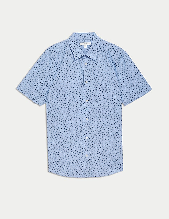 Easy Iron Pure Cotton Geometric Print Shirt