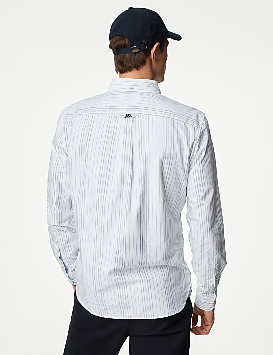 Easy Iron Cotton Rich Striped Oxford Shirt
