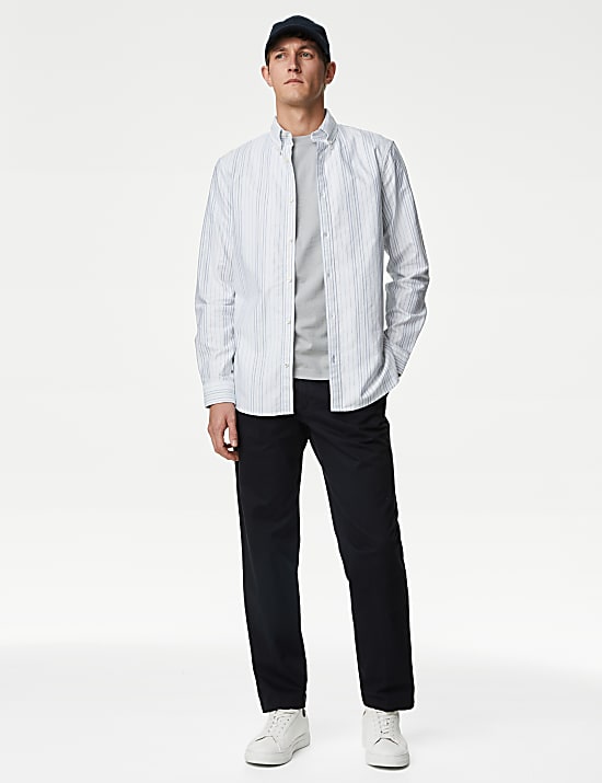 Easy Iron Cotton Rich Striped Oxford Shirt