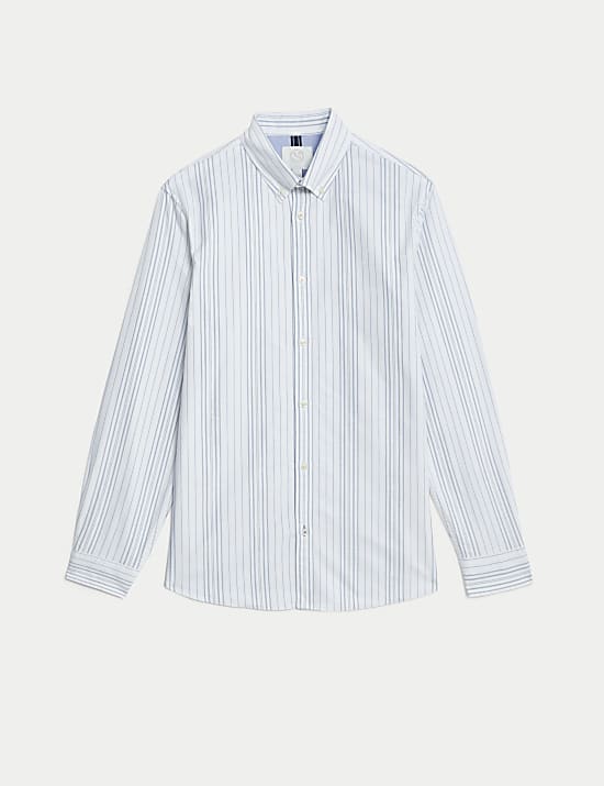 Easy Iron Cotton Rich Striped Oxford Shirt