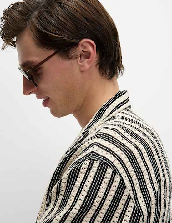 Regular Fit Cotton Rich Striped Shirt