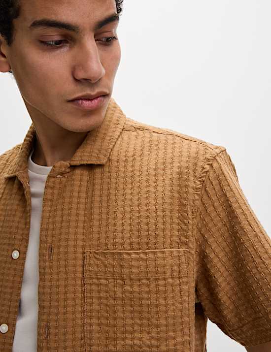 Cotton Rich Textured Check Shirt