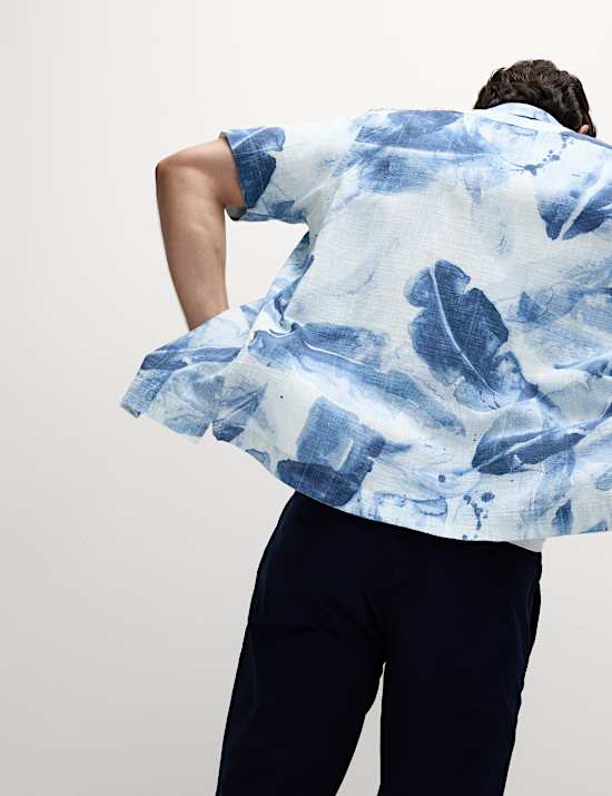 Cotton Rich Short Sleeve Cuban Collar Shirt