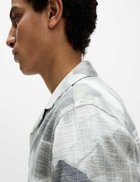 Cotton Rich Short Sleeve Cuban Collar Shirt