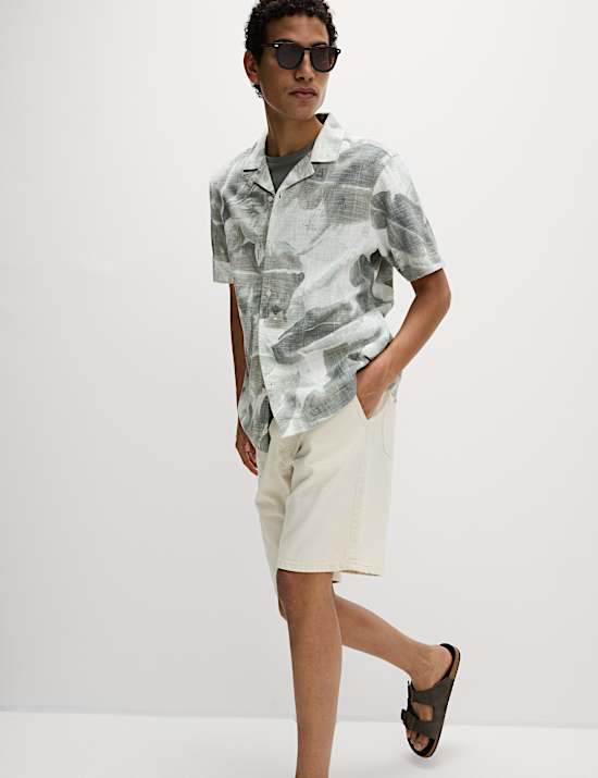 Cotton Rich Short Sleeve Cuban Collar Shirt