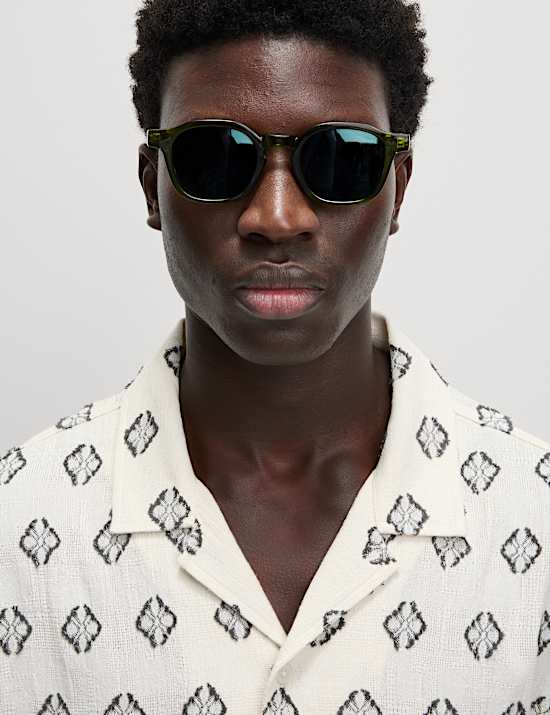 Pure Cotton Geometric Print Shirt