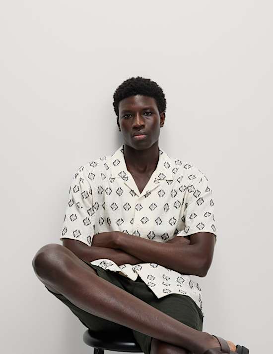 Pure Cotton Geometric Print Shirt