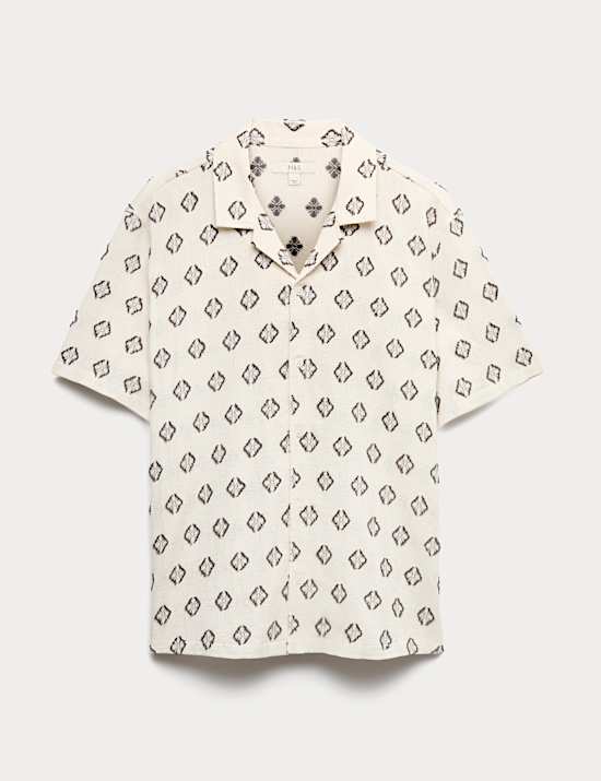 Pure Cotton Geometric Print Shirt