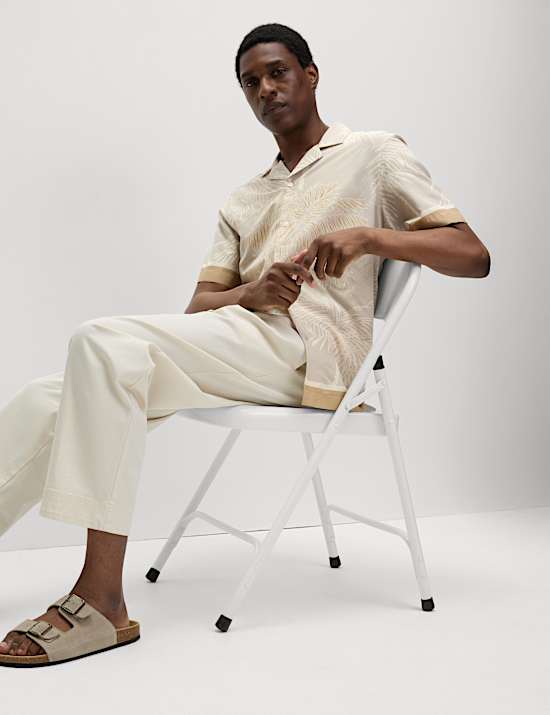 Cotton Blend Palm Print Shirt