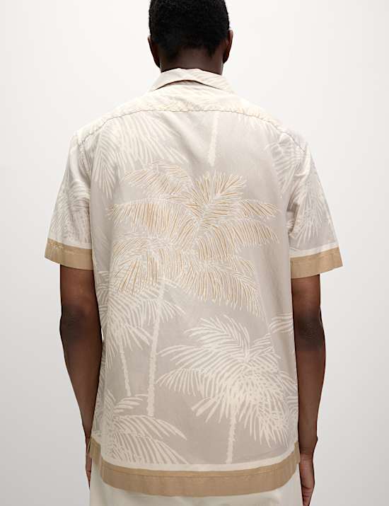 Πουκάμισο με print φοίνικες από σύμμεικτο βαμβάκι