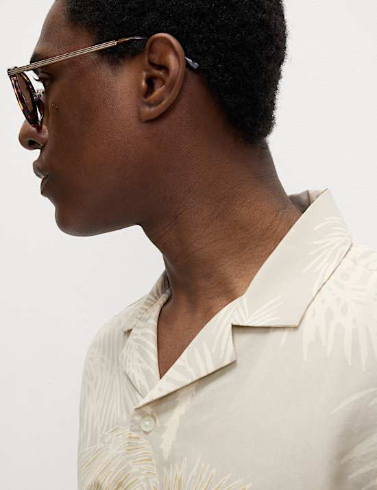 Πουκάμισο με print φοίνικες από σύμμεικτο βαμβάκι