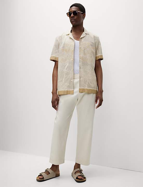 Πουκάμισο με print φοίνικες από σύμμεικτο βαμβάκι