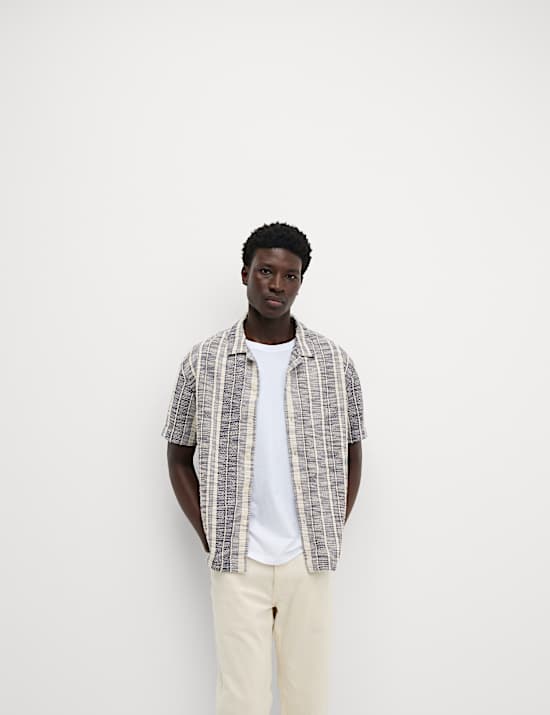 Regular Fit Easy Iron Cotton Blend Striped Shirt