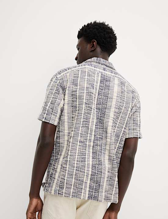 Regular Fit Easy Iron Cotton Blend Striped Shirt