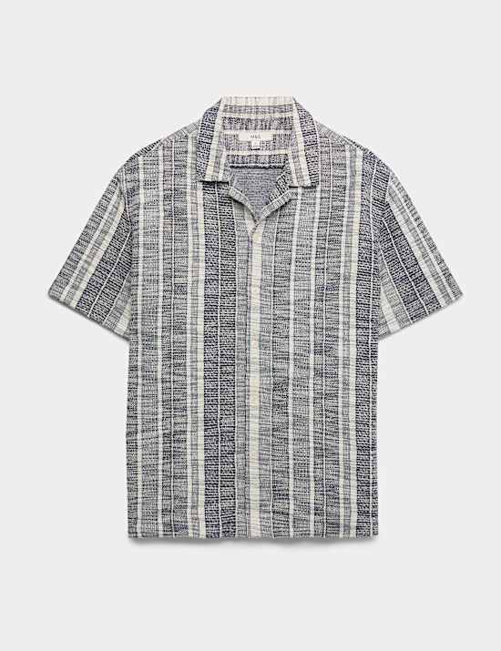 Regular Fit Easy Iron Cotton Blend Striped Shirt