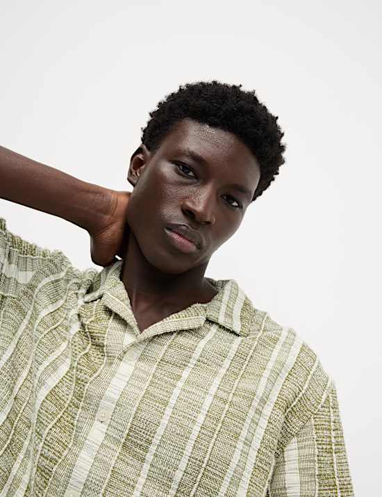 Regular Fit Easy Iron Cotton Blend Striped Shirt