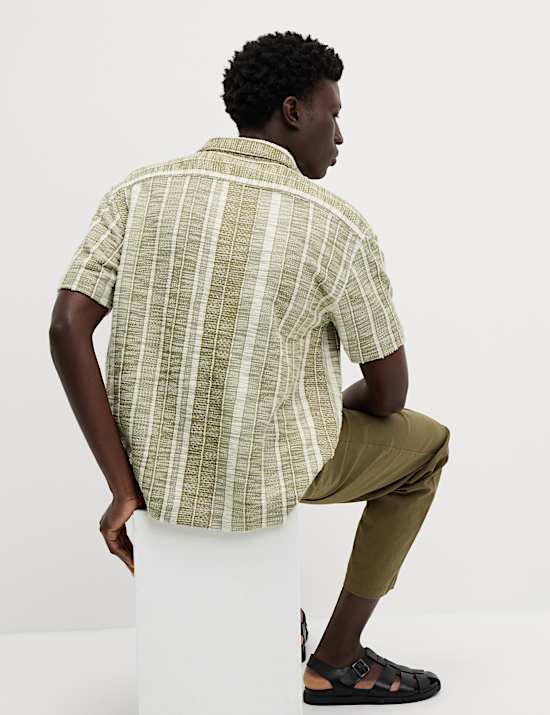 Regular Fit Easy Iron Cotton Blend Striped Shirt