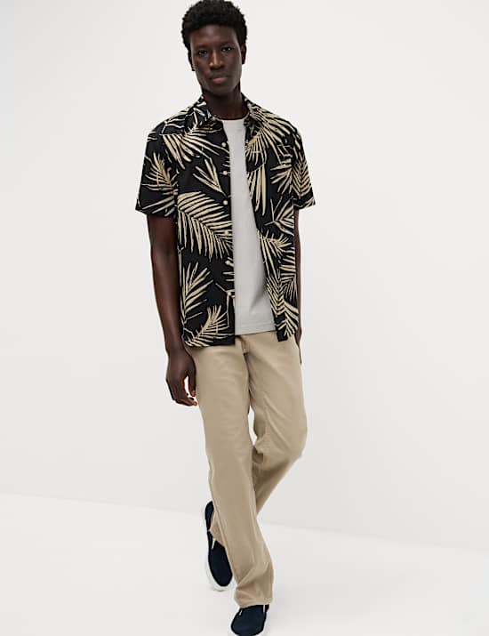 Regular Fit Cotton Blend Short Sleeve Shirt