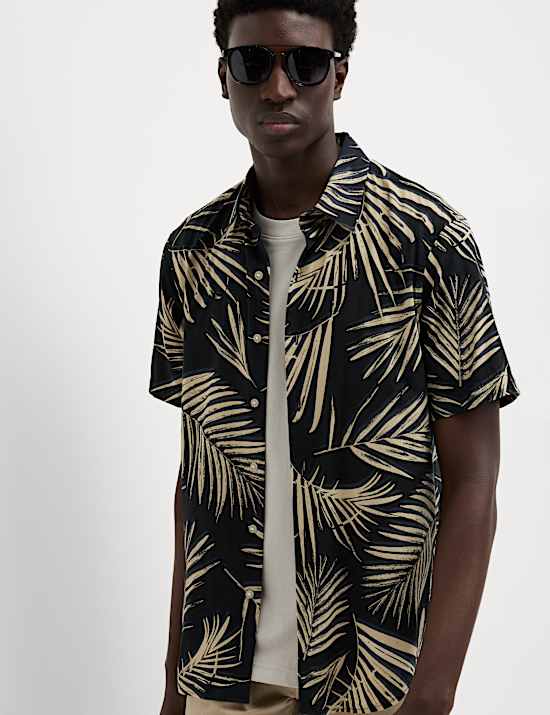 Regular Fit Cotton Blend Short Sleeve Shirt