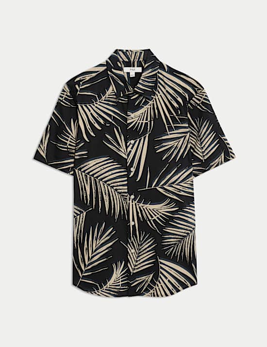 Regular Fit Cotton Blend Short Sleeve Shirt