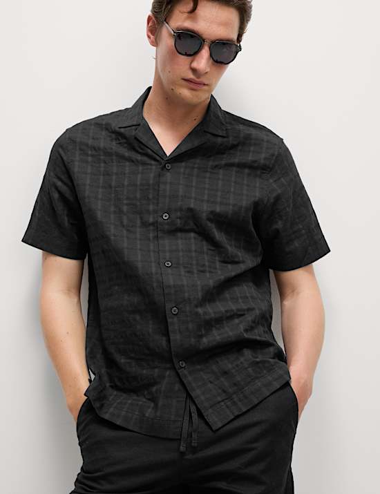 Regular Fit Cotton Rich Textured Shirt