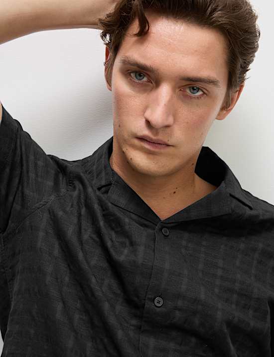 Regular Fit Cotton Rich Textured Shirt