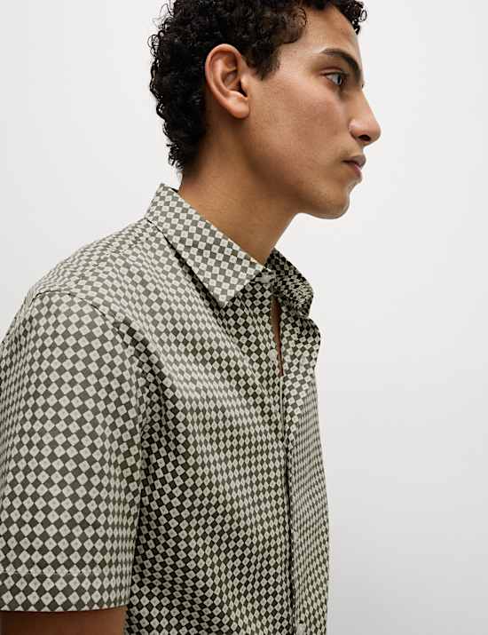 Pure Cotton Geometric Print Shirt