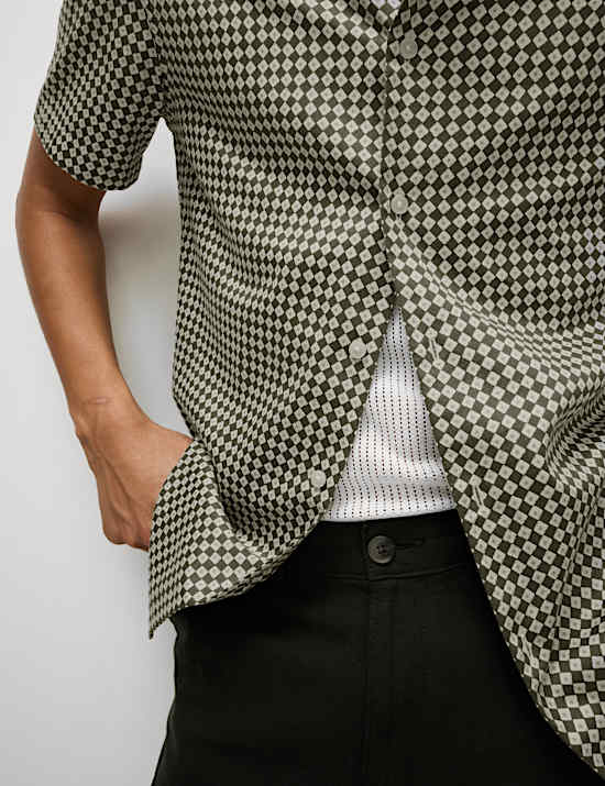 Pure Cotton Geometric Print Shirt