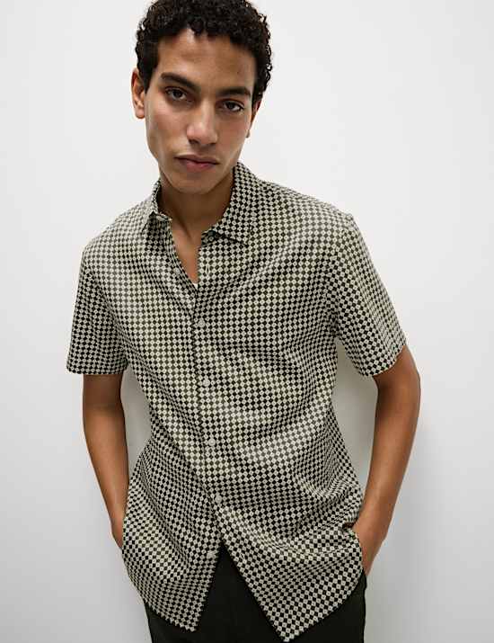 Pure Cotton Geometric Print Shirt
