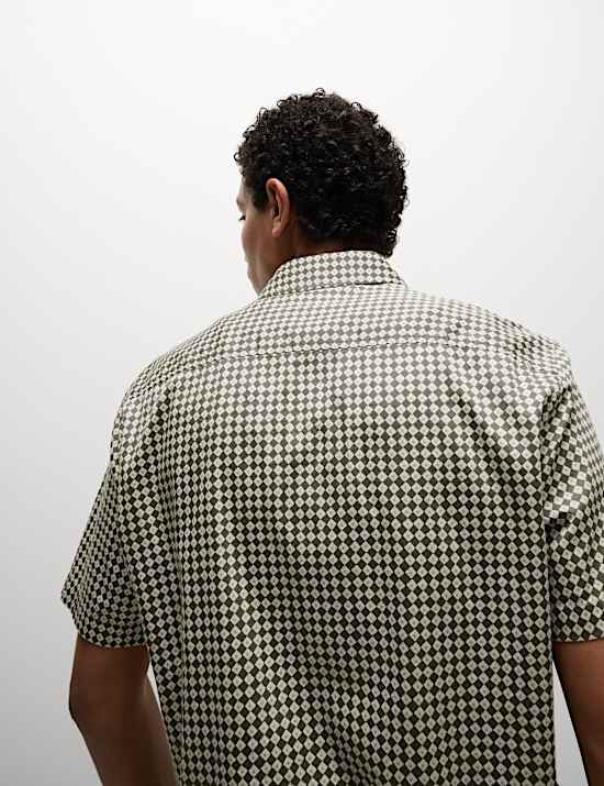 Pure Cotton Geometric Print Shirt