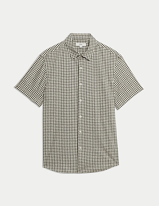 Pure Cotton Geometric Print Shirt