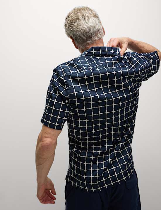 Pure Cotton Geo Print Cuban Collar Shirt