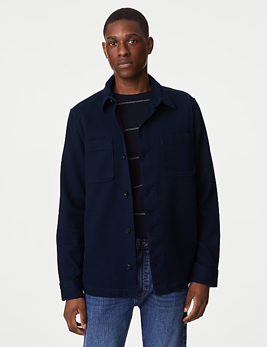 Jaket Kemeja Waffle Katun Murni