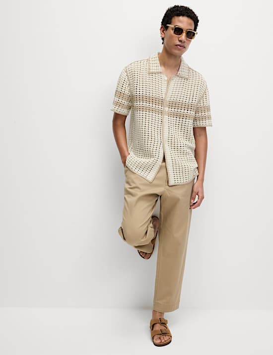 Relaxed Fit Striped Short Sleeve Knitted Shirt