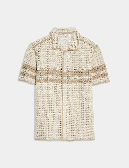 Relaxed Fit Striped Short Sleeve Knitted Shirt