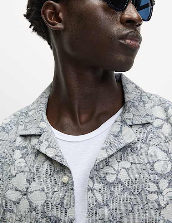 Regular Fit Cotton Rich Floral Short Sleeve Shirt