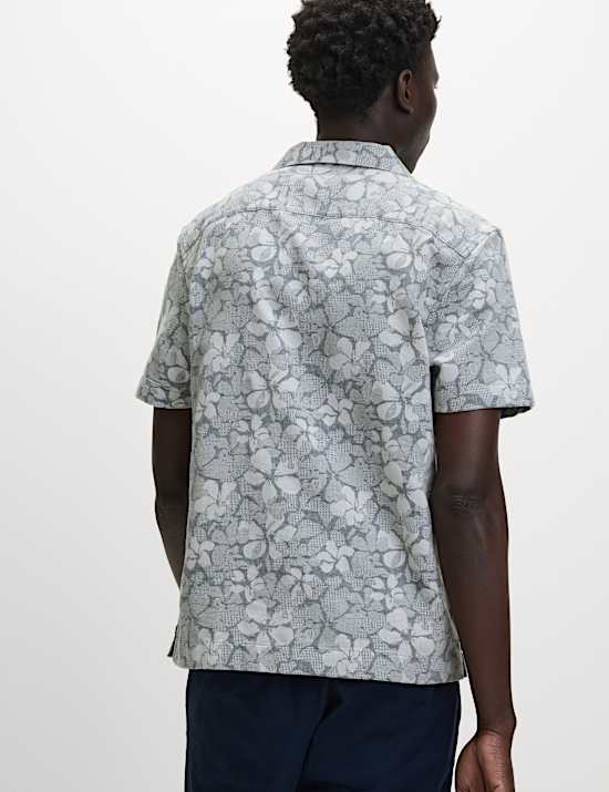 Regular Fit Cotton Rich Floral Short Sleeve Shirt