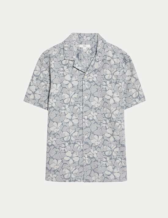Regular Fit Cotton Rich Floral Short Sleeve Shirt