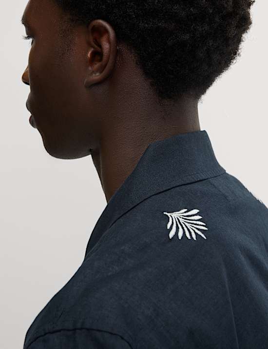 Cotton Rich Palm Embroidered Shirt