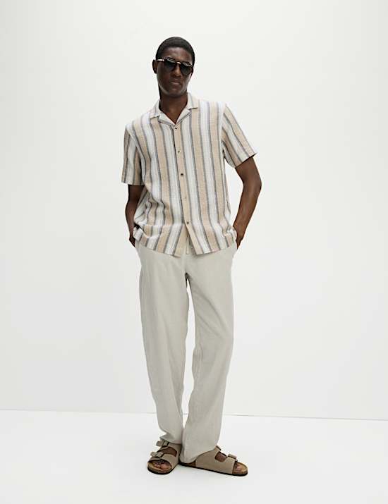 Pure Cotton Striped Short Sleeve Shirt